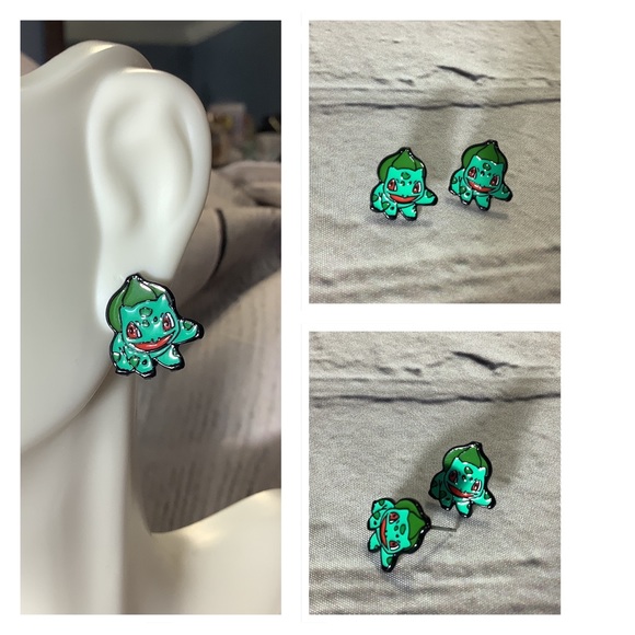 Poke-man Stud Earrings - Picture 1 of 6